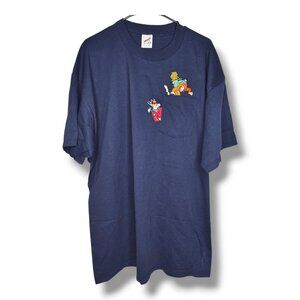 Vintage Jerzees USA Mens T-Shirt 2XL XXL Deer Hunting Embroidered Navy Blue NWOT